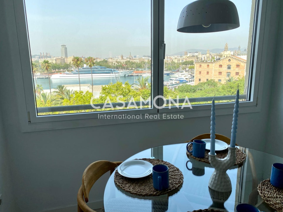 Moderne leilighet i Barceloneta med havutsikt, heis og privat terrasse