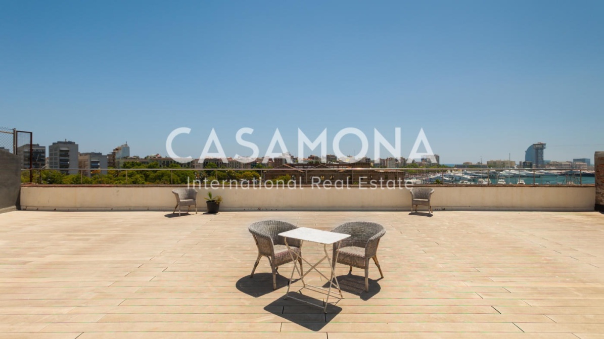 Helles Apartment mit 2 Schlafzimmern mit Blick auf Port Vell und Montjuic