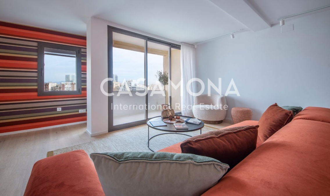 Designer-Apartment mit 2 Schlafzimmern, Balkon und spektakulärer Aussicht in Barceloneta