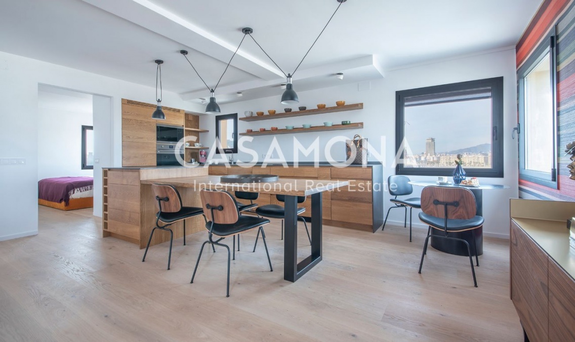 Designer-Apartment mit 2 Schlafzimmern, Balkon und spektakulärer Aussicht in Barceloneta