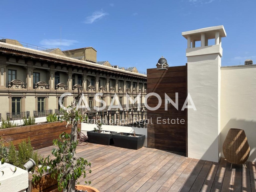 Spacious Penthouse with Private Terrace and Views of the City in Via Laietana