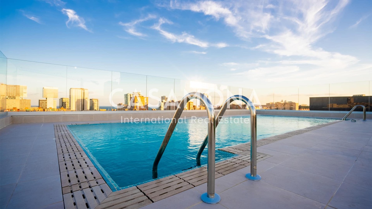 Moderna residenza studentesca con piscina e palestra Appartamento con 1 camera da letto e terrazza a Poble Nou