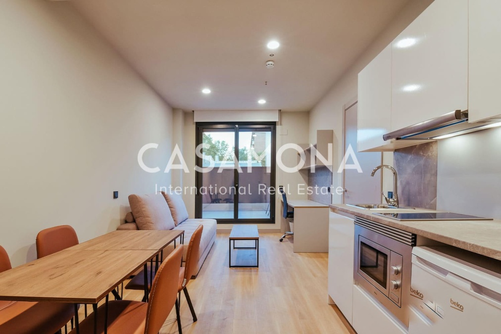 Modern Student Residence with Pool and Gym 1 Bedroom Apartment with terrace in Poble Nou