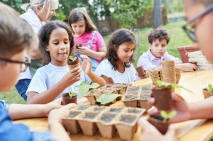 Children of Expats learning about plants in an international school